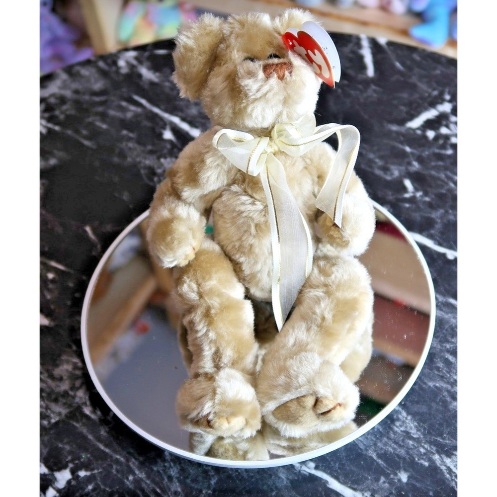 Ty Attic Treasures Beverly Bear Plush Tan Teddy Bear Vintage 1993 Ribbon 6210